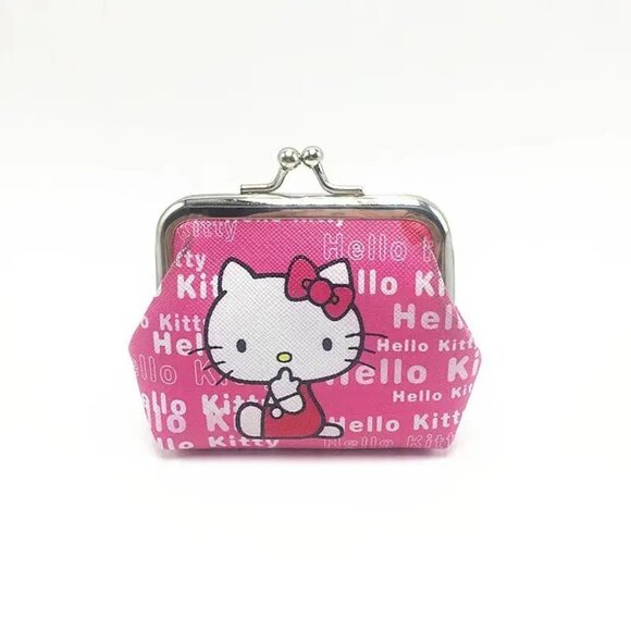 Hello Kitty Festive Women's Cute Pink & White Coin Wallet  3.4" x 3.7" - Picture 1 of 1
